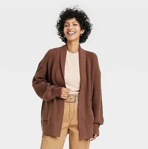 A new day Women's Open Layering Cardigan ~ Brown - Picture 1 of 12